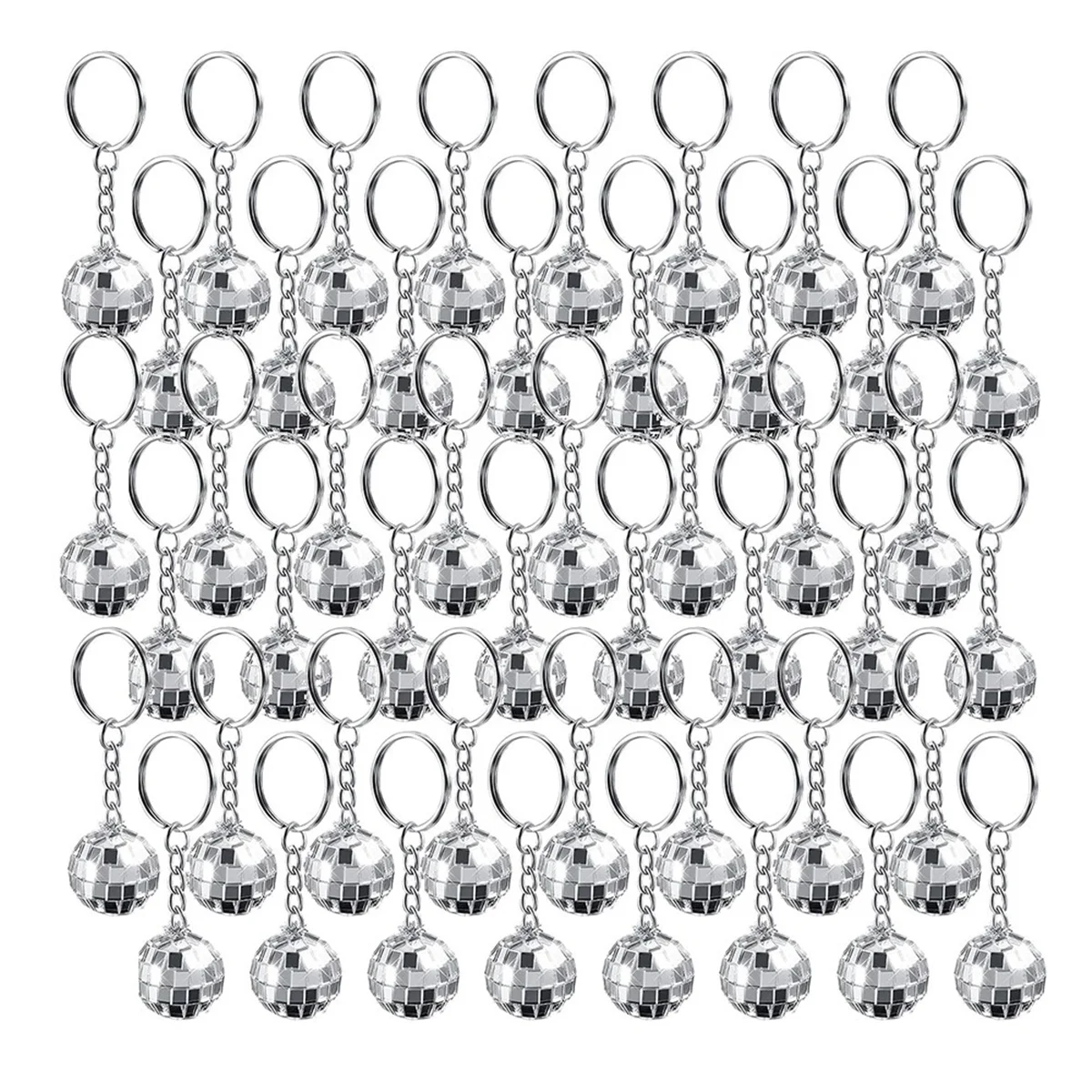 48Pcs Set Disco Ball Keychain Mirror Keyring Reflective Ball Key Chain Pendant