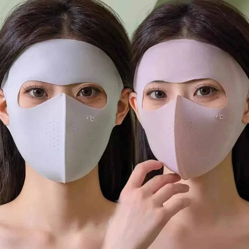 Women Full Face UV Protection Mask Summer Ice Silk Mask Anti-UV Sun Protection Adjustable Breathable Running Sport Mask Scarf