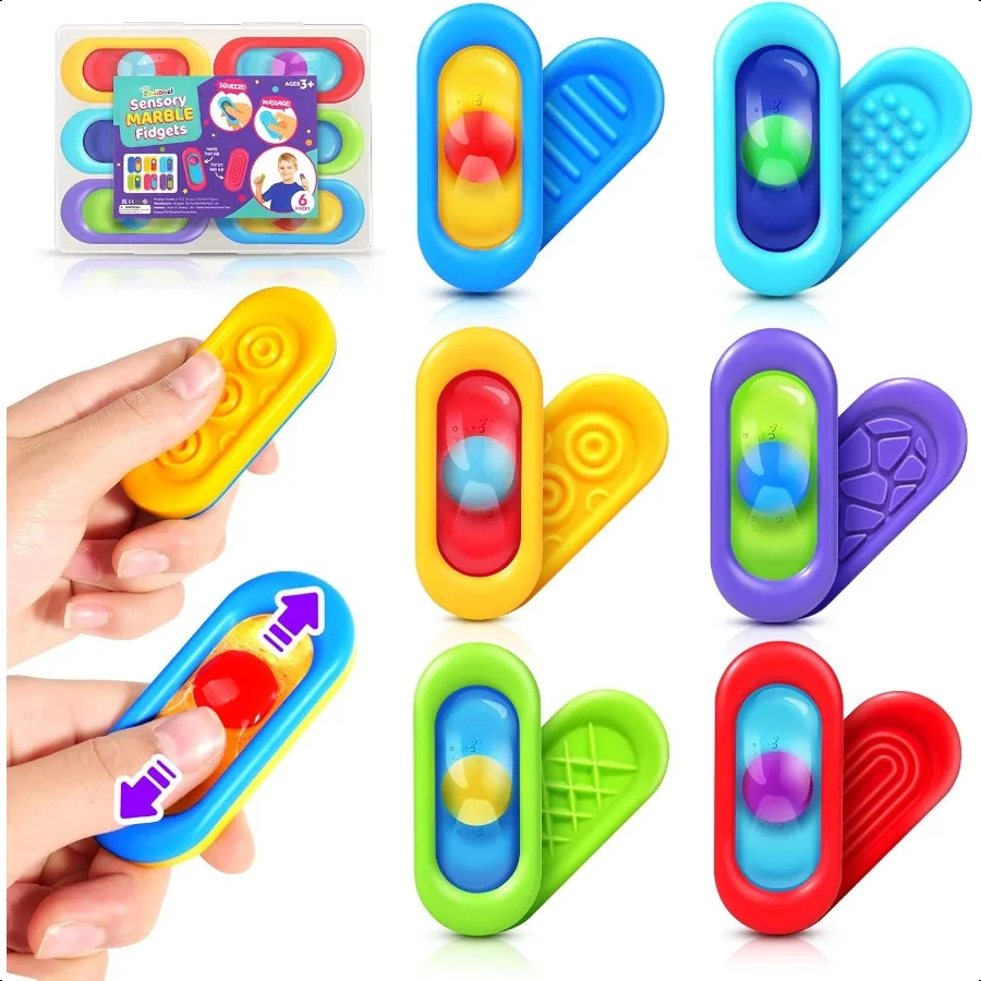 

Сенсорные мраморные игрушки-непоседа для 6 шт. Тихие игрушки-непоседа для классной комнаты Сенсорные игрушки для аутизма СДВГ Silent Str Fidgets Squishy