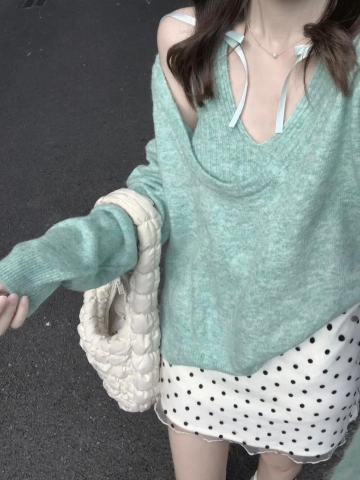 أوائل الربيع Mintenn محبوك قطعتين مجموعة المرأة طبقة قاعدة أعلى الحلو حار الجنية مثل ملابس داخلية طويلة Sve جولة Ne #2