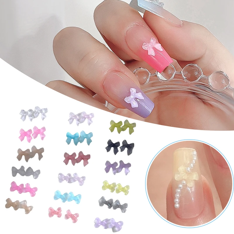 50pcs 3d Bogen Nagel Charms lange Bowknot Ornament kawaii Nail Art Dekorationen liefert Profis Maniküre Zubehör