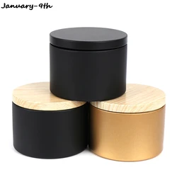 Candy Box Candle Making Tinplate Empty Storage Jars Wood Grain Lids Cosmetic Pot Tea Kitchen Boxes