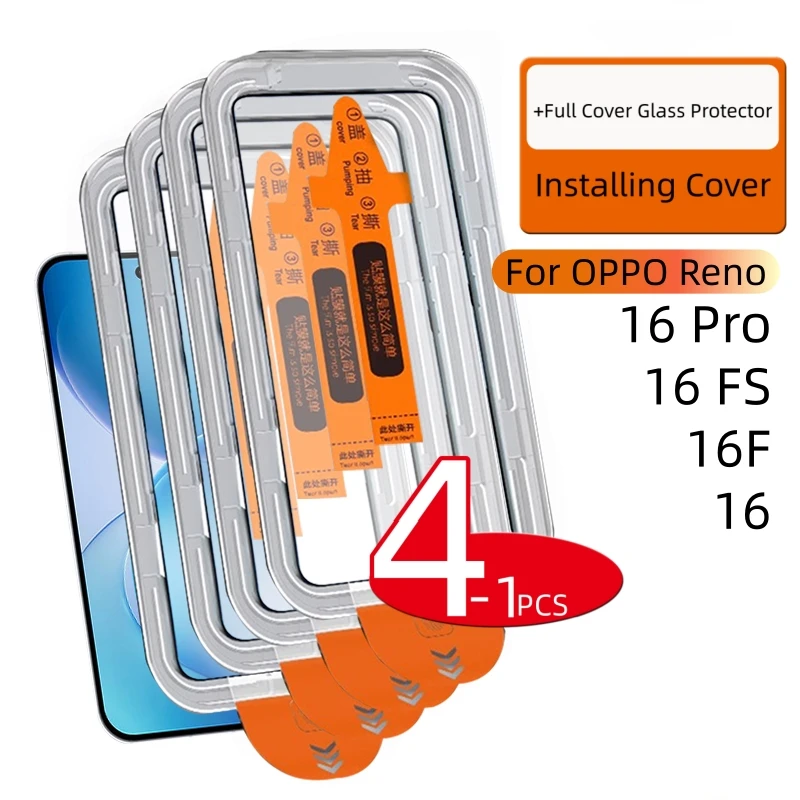 1/2/3/4 Stück für OPPO Reno 16 Pro Glas Reno 16 Pro F FS Gehärtetes Glas 9H HD Vollständige Abdeckung Staubfreier Handy-Displayschutz Reno 16