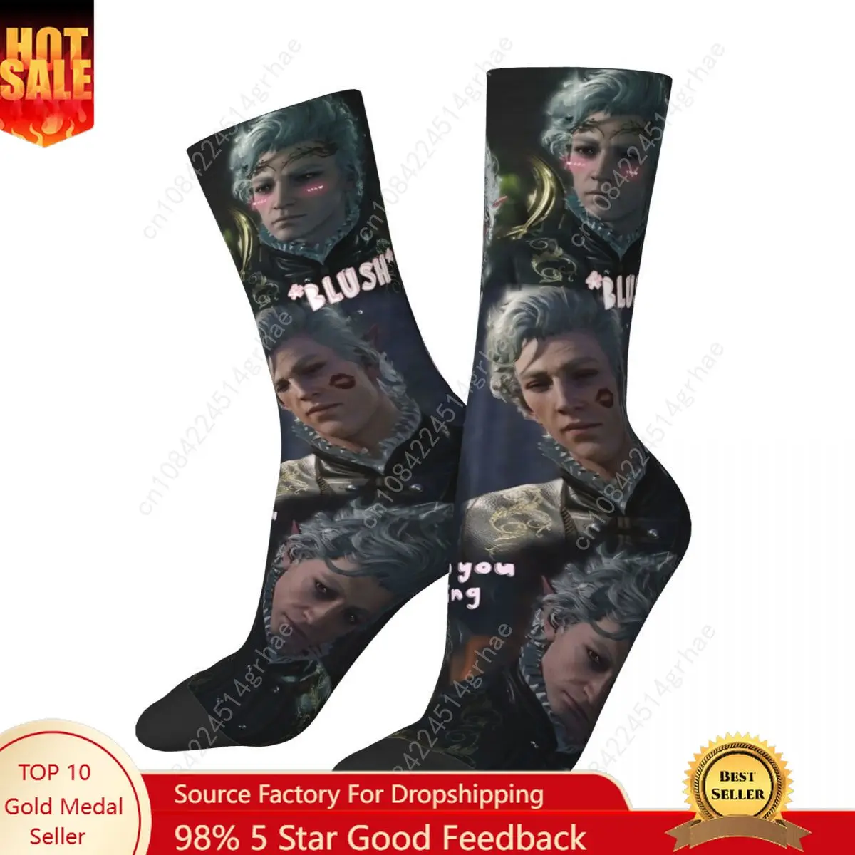 

Happy Funny Male Men Socks Harajuku Baldur's Gate Astarion Collage Sock Game Sport Women's Socks Spring Summer Autumn Winter