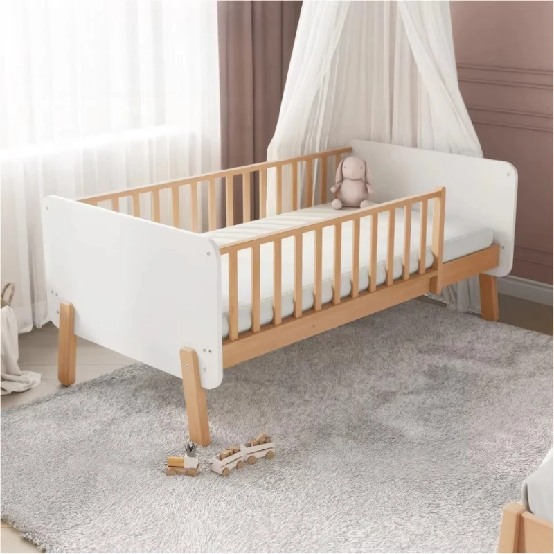 Double wooden children's furniture, toddler bed frame, Montessori bed for children, neat footstool for boys and girls