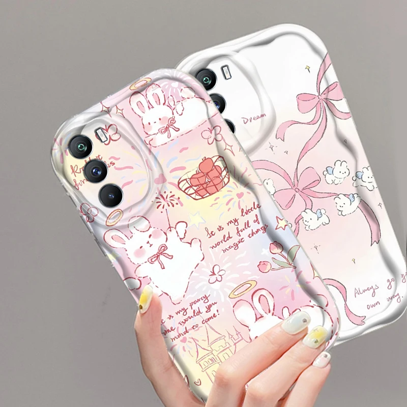 Butterfly Pink Rabbit Cute For Xiaomi Mi 14 12 12T 11 Lite Poco M6 X6 X5 X4 X3 M3 F4 Pro GT NFC 5G Wave Oil Soft Phone Case