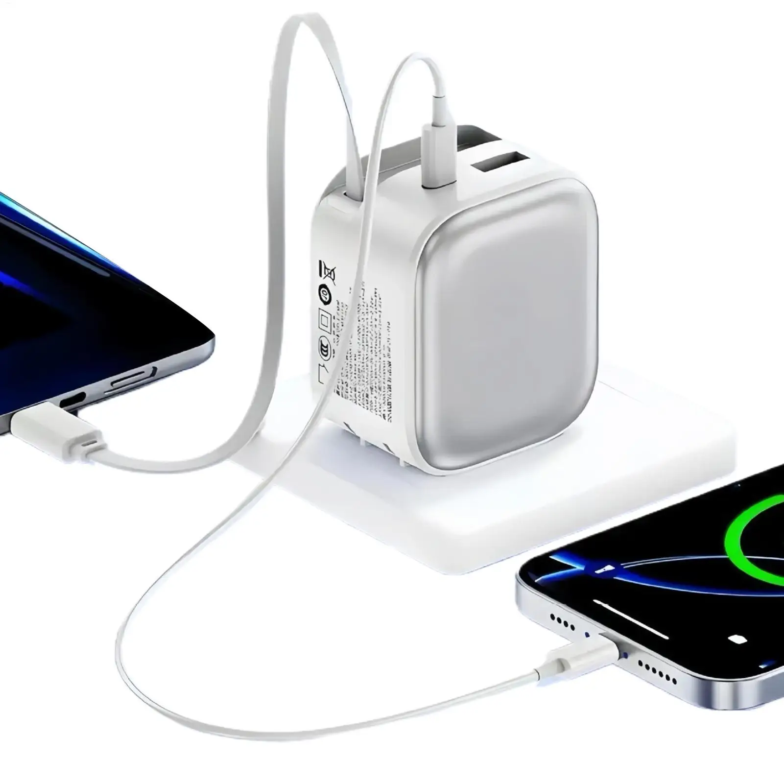 充電ブロック-35w-ロールアップ充電ブロック-スマートフォン用格納式ケーブル付き充電器-自宅-オフィス-デスク-旅行-ホテル-寮用