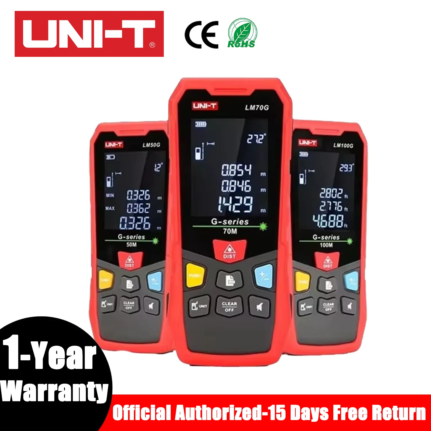 UNI-T LM50G Handheld Green Laser Rangefinder Indoor and Outdoor Universal Measuring Electronic Ruler 50m 70m 100m