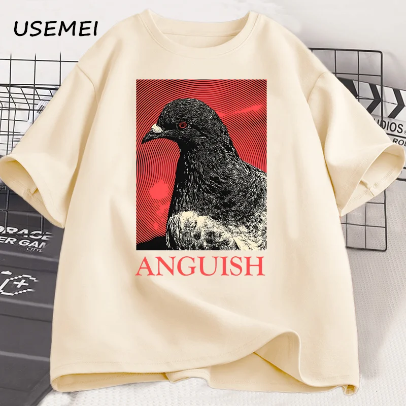 Anguish Pigeon T Shirt for Men O Neck Animal Man T-shirt for Male Oversized Printed Tshirt Cotton Short Sleeve Tees Shirt Tops