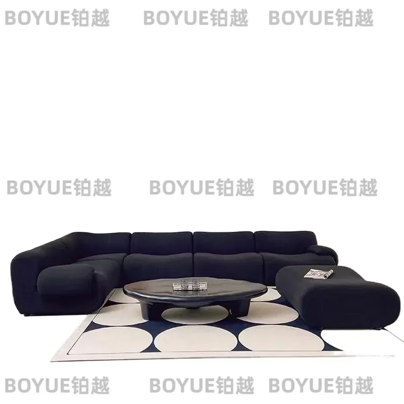 Vacuum Compressed Modular Sofa Wabi Sabi Sherpa Fabric Sectional High Elastic Foam Cream Mid Century Style Space Saving Couch