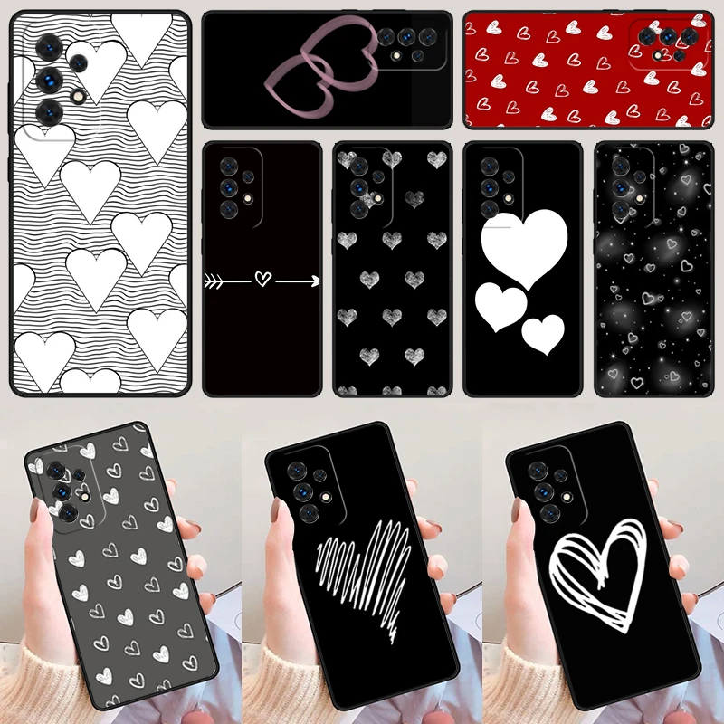 Hand drawn heart white For Samsung Galaxy A52 A72 A73 A20e A21S A50 A70 A11 A12 A42 A31 A40 A51 A71 A32 A80 A91 Phone Case