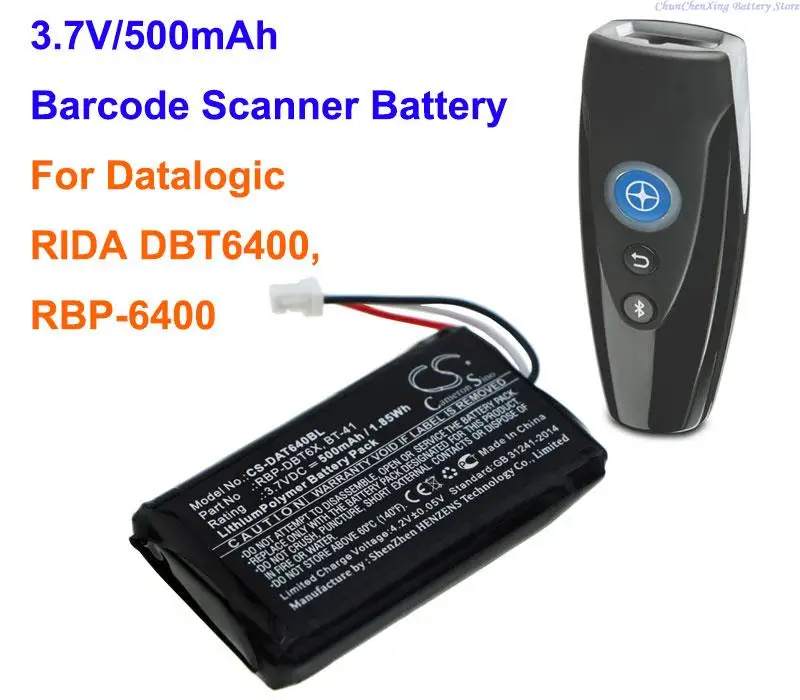 

Cameron Sino 3.7V 500mAh Barcode Scanner Battery RBP-DBT6X, BT-41, 128004100 for Datalogic RIDA DBT6400, RBP-6400 +TOOL
