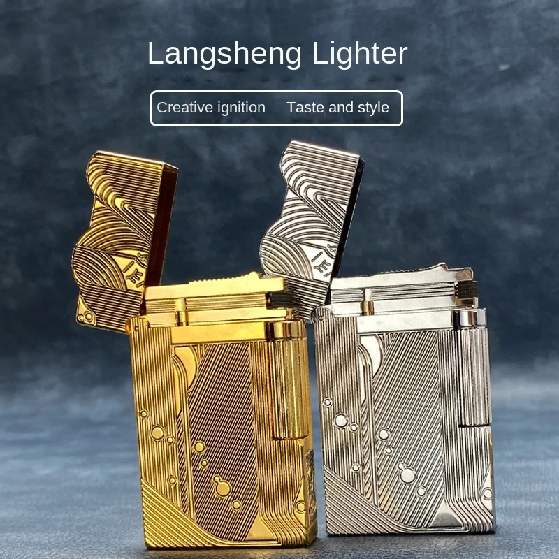 good luck Classic Sound Brass Lighter Golden Sleeping Mermaid Pattern Retro Kerosene Lighter Fire Man Series Exquisite Mens Gift