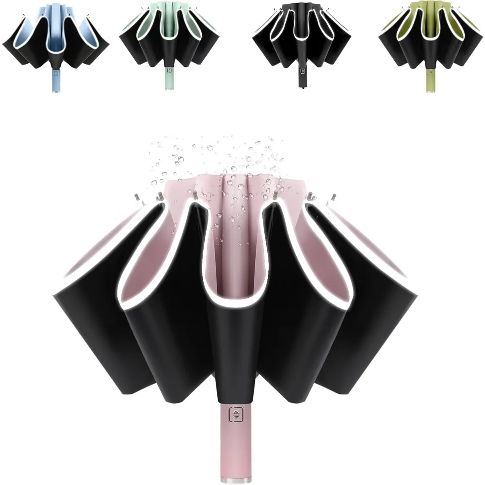 مظلة مقلوبة للأشعة فوق البنفسجية للمطر والشمس بعامل حماية من الأشعة فوق البنفسجية 50+ مظلة عكسية مدمجة مفتوحة وإغلاق متوسطة الحجم للسفر #2