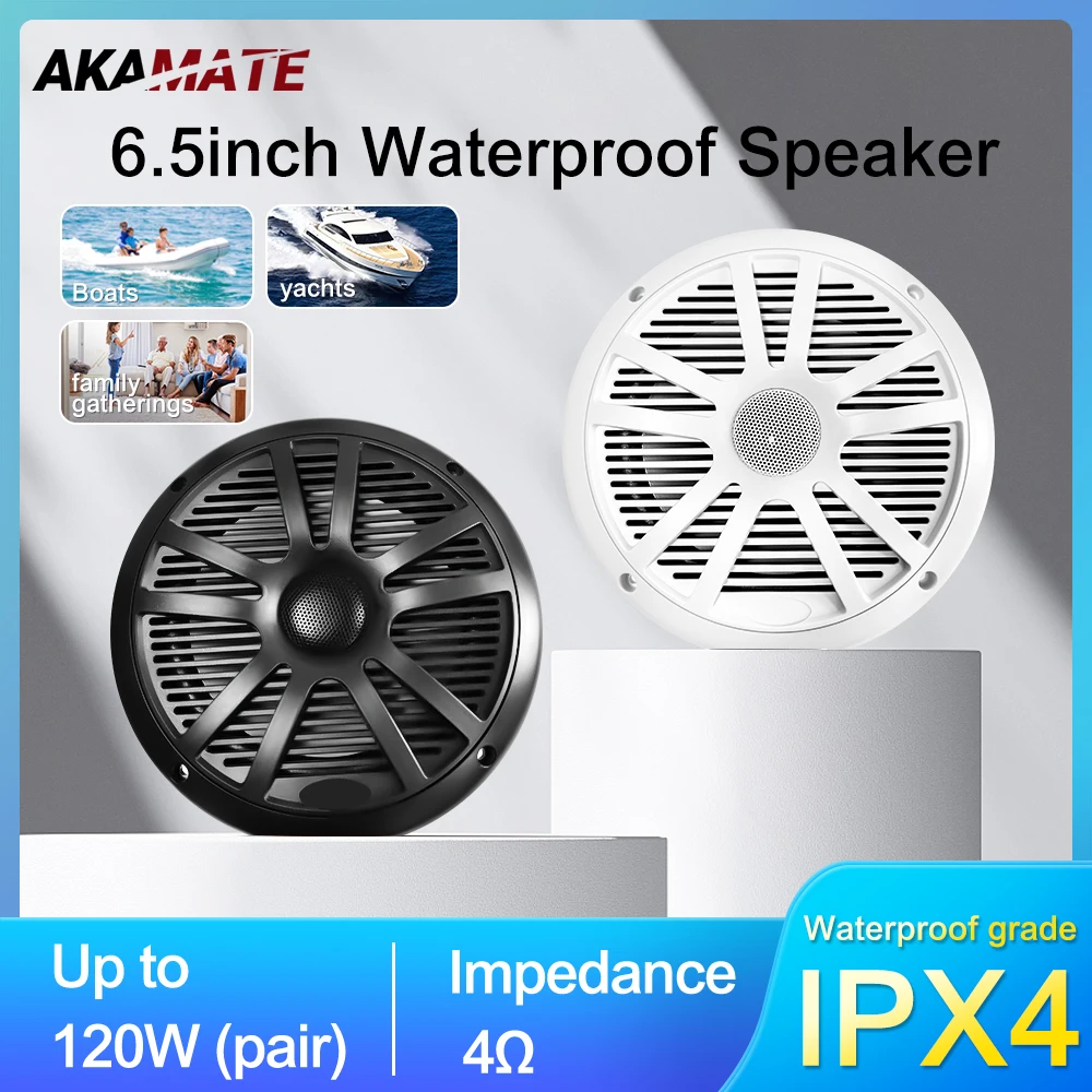 

AKAMATE 6.5inch Boat Speaker 60W 120W Marine Sound System 4Ω 75mm Magnet Waterproof Flush Mount Widely for ATV UTV SPA RZR