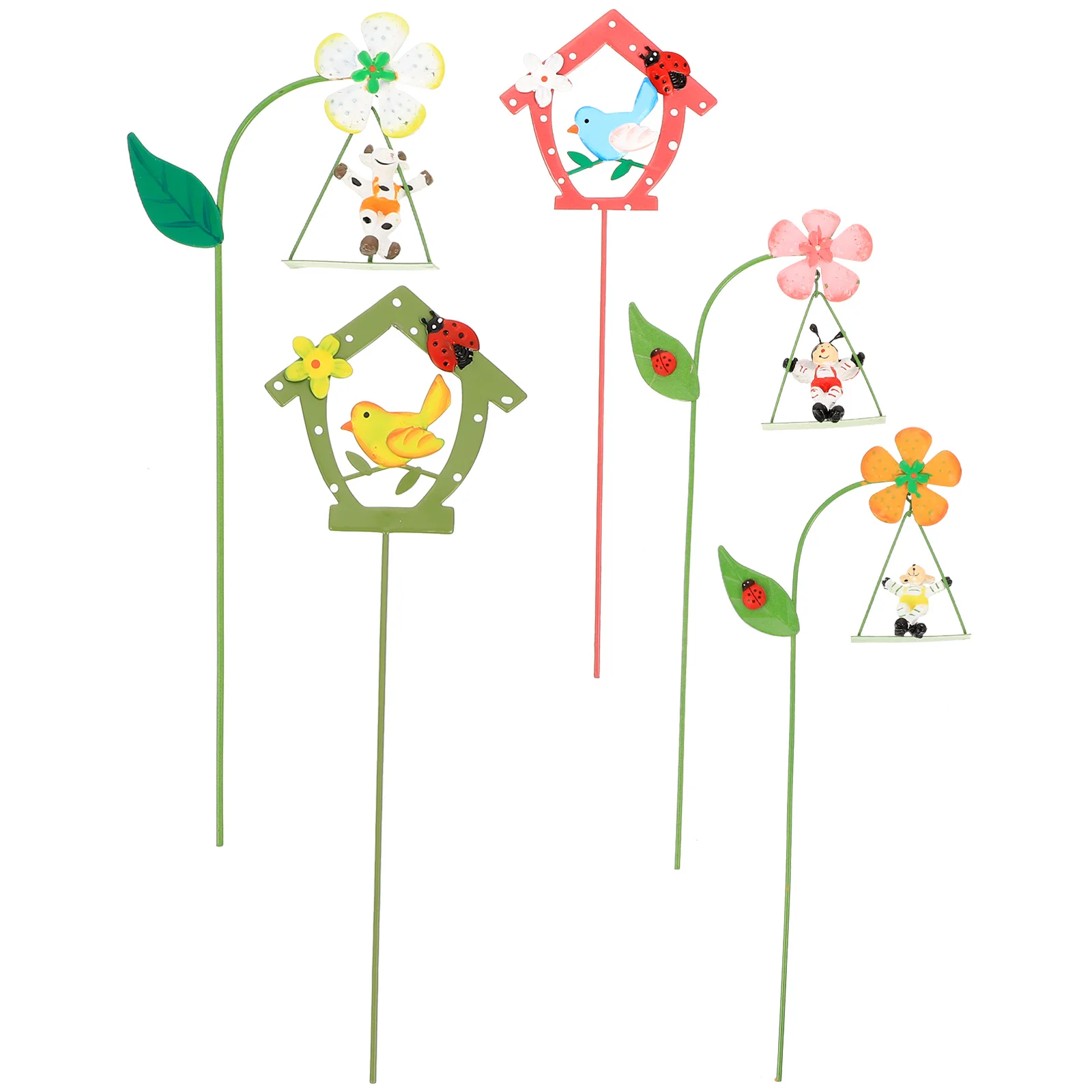 

5 шт. металлические поделки садовые колья цветочный горшок вставленный аксессуар уличные гвозди мультяшные элементы украшение сада
