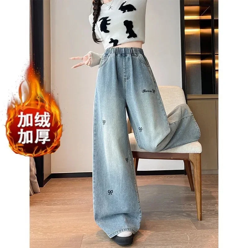 

Американские женские джинсы прямого кроя, осенние, больших размеров до 6XL, широкие ковбойские брюки, весенние женские джинсы с высокой талией