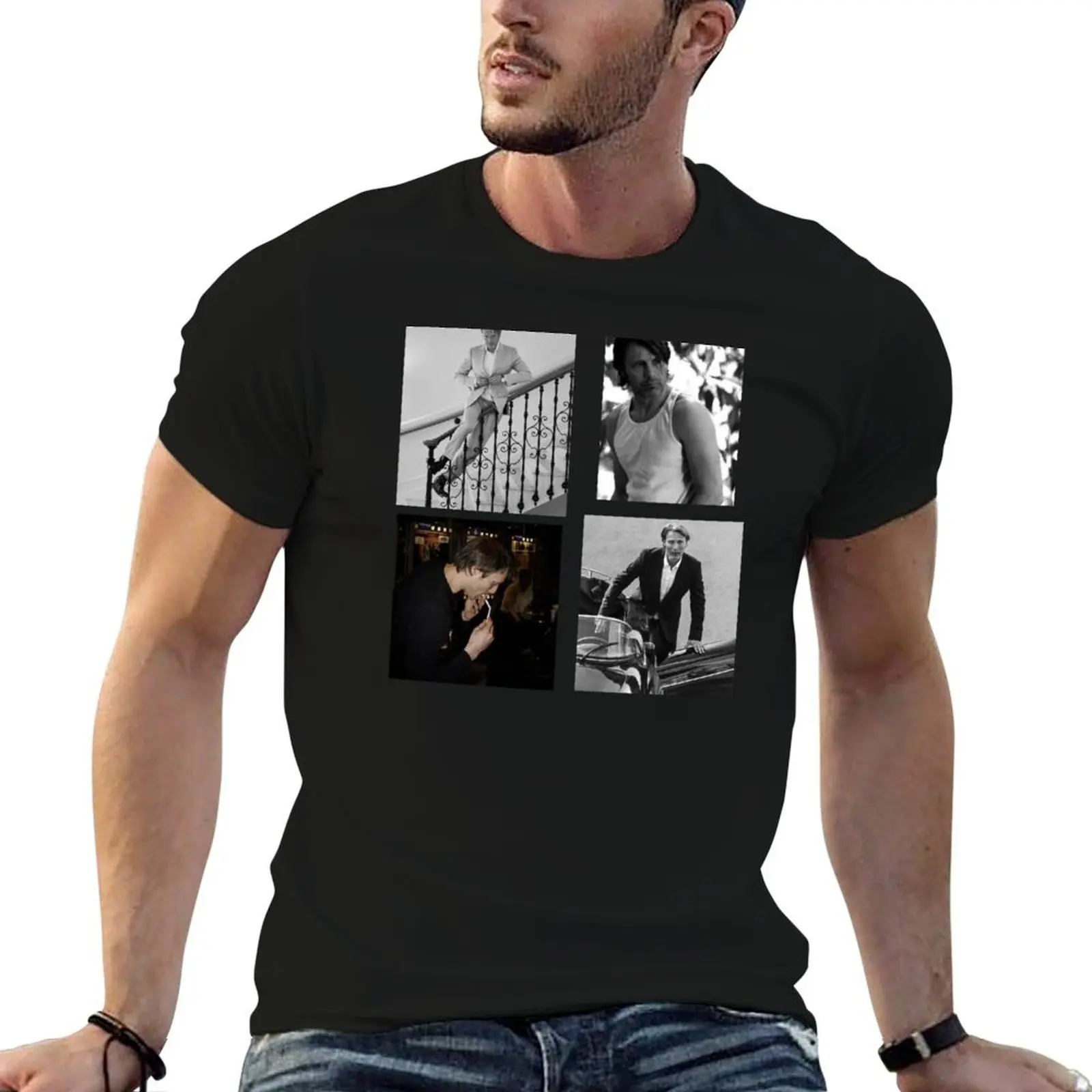 mads mikkelsen coquette sticker set 6 T-Shirt summer shirt hippie clothes mens cotton t shirts