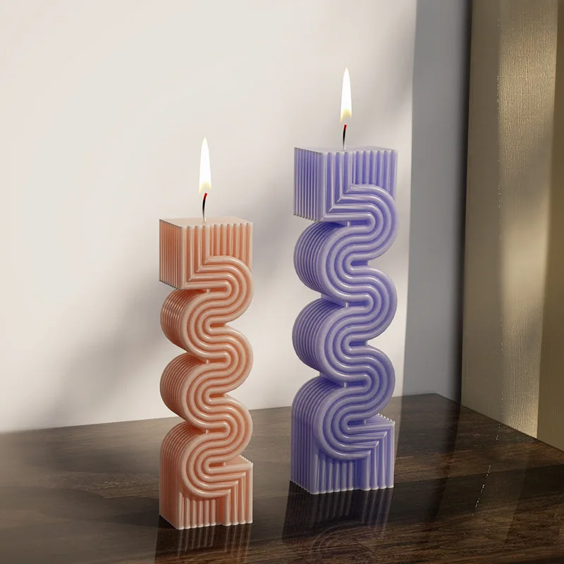 

Geometric Wavy Stripe Shape Candle Silicone Mold DIY Aromatherapy Plaster Mold Handmade Soap Making Candle Mould