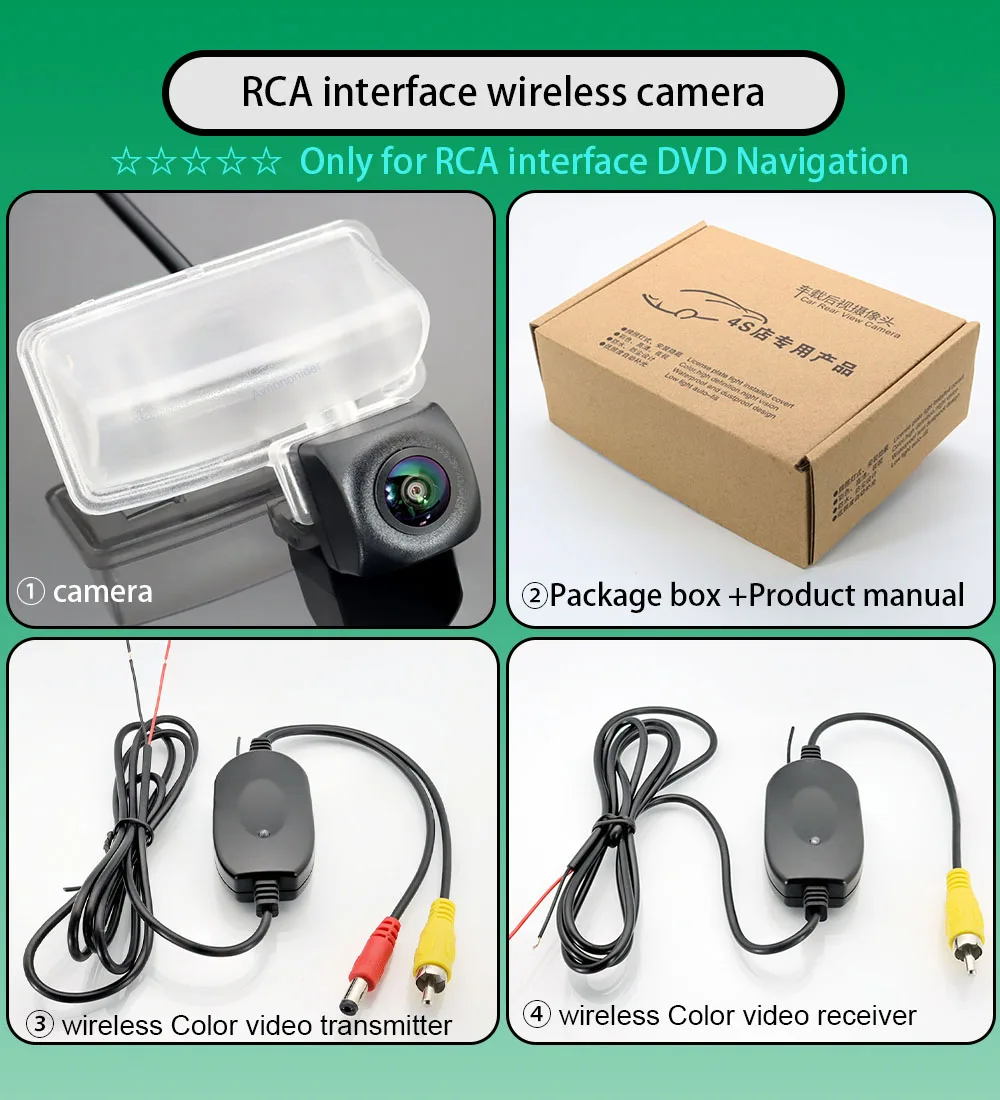 

2.4 Ghz Wireless FishEye HD Car Rear View Camera For Toyota Corolla E120 E130 9th Generation 2000~2008 Night Vision