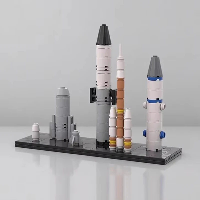 MOC Creative Design Mini Space Rocket Launch Scene Building Blocks DIY Children's Puzzle Assembly Toys Birthday Gift Ornament