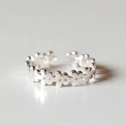 REETI 925 Sterling Silver Rings For Women floret Open ring Style Lady Prevent Allergy Sterling-silver-jewelry