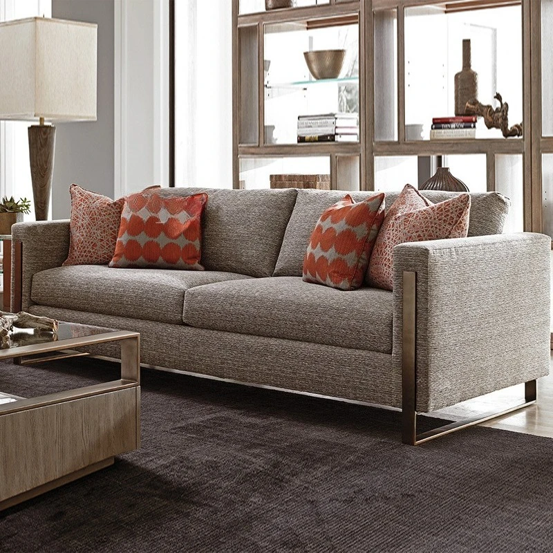American light luxury leather living room three-person sofa Nordic simple post-modern sofa Hong Kong-style designer fabric