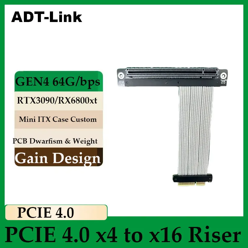

ADT-Link PCI-E 4.0 x4 to x16 Riser для карты захвата RAID SSD Gigabit LAN USB-карты Расширение видеокарты 90 ° 180 ° 270 ° Графический процессор