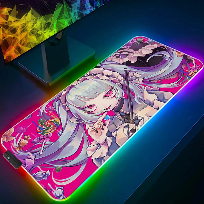 

RGB LED Anime Sexy Girls Mouse Pads Desk Mat Protector Gaming Mousepad Office Table Decor Keyboard Long Pad Computer Gamer Mats
