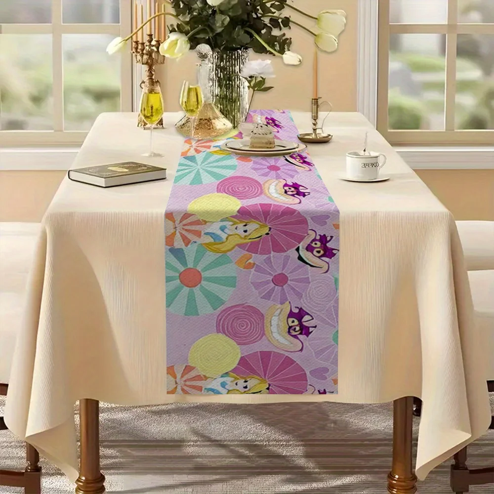 1 Piece of Disney Alice and the Wonderful Cat Printed Table Runner, Suitable for Cozy Family Dinners, Friend's Birthday Parties, and Perfect Gifts for Relatives and Friends during the New Year