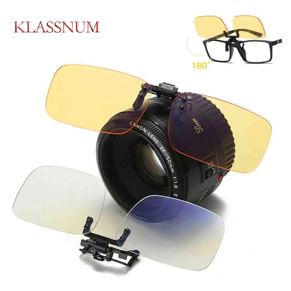 KLASSNUM Anti-Blue Light Computer Eyewear Clip On Glasses Night Vision Driving Fishing Sunglasses Ultra Light Anti UV400 Glasses