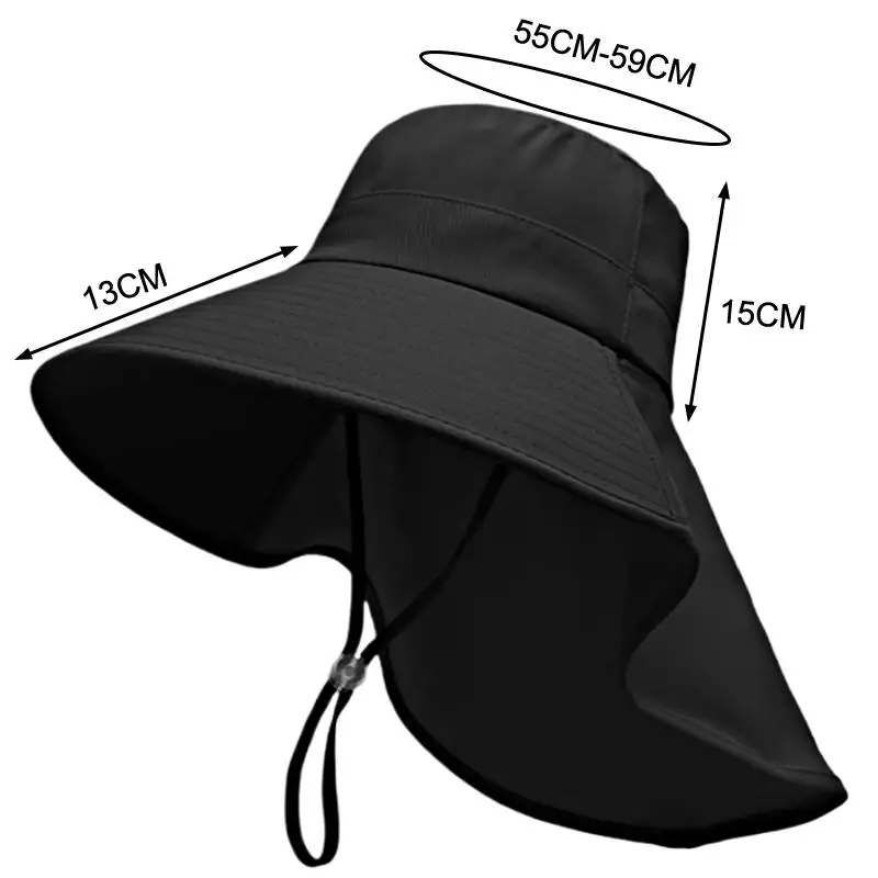 Sun Hat For Women Wide Brim With Removable Neck Cover UV Protection Ponytail Cap For Beach Travel