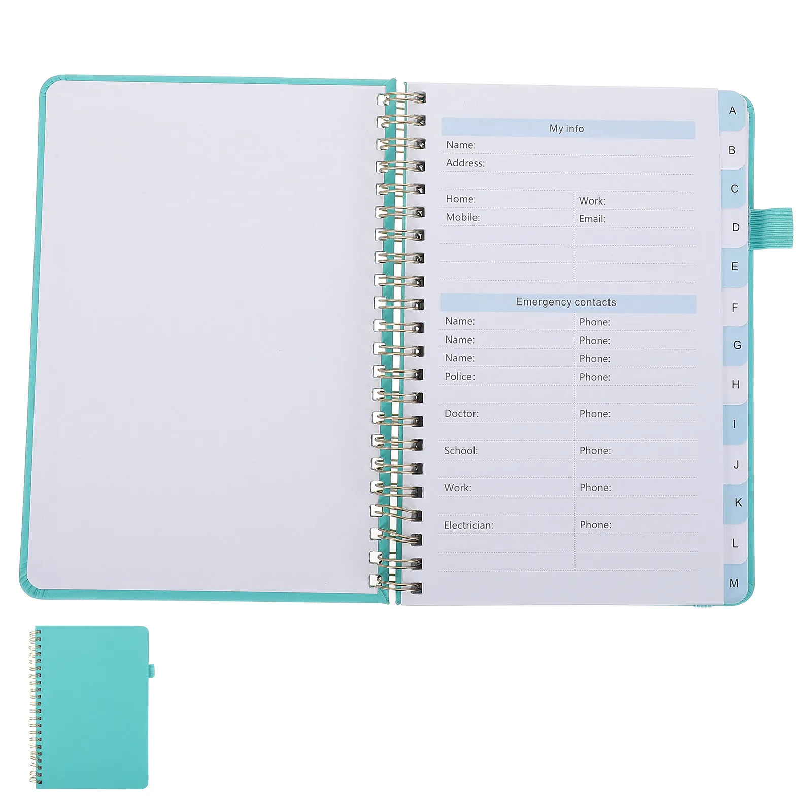 Address Phone Book Spiral Notebook B6 Hardcover Cyan Alphabetical Tabs Password Keeper Journal for Home Office Use Phone Number