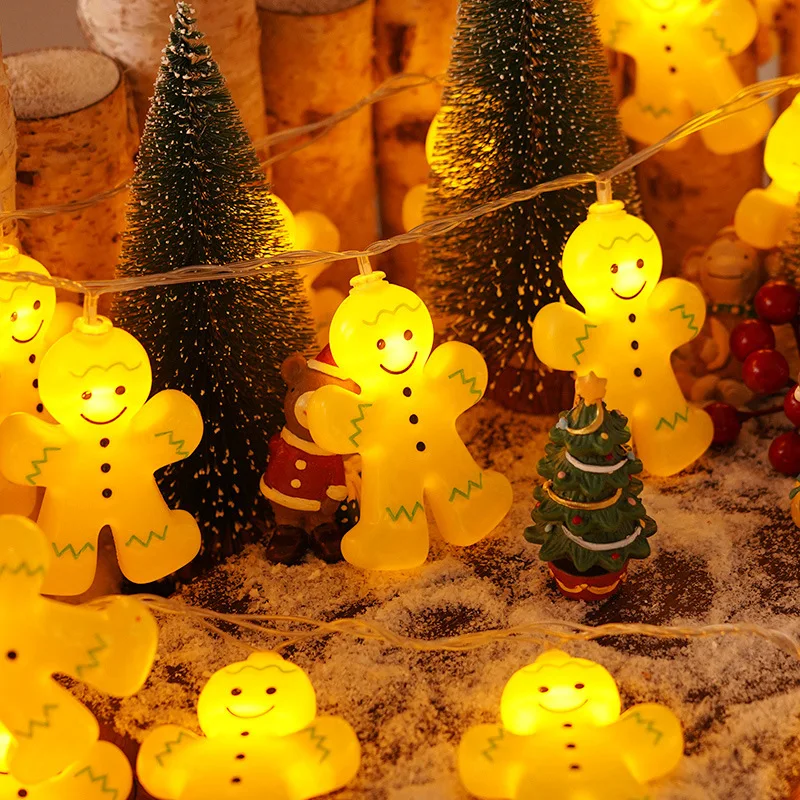 Christmas LED Gingerbread Man LED String Lights USB Powered Ginger Bread Fairy Lamp For Bedroom Decor Christmas Decorations 2024