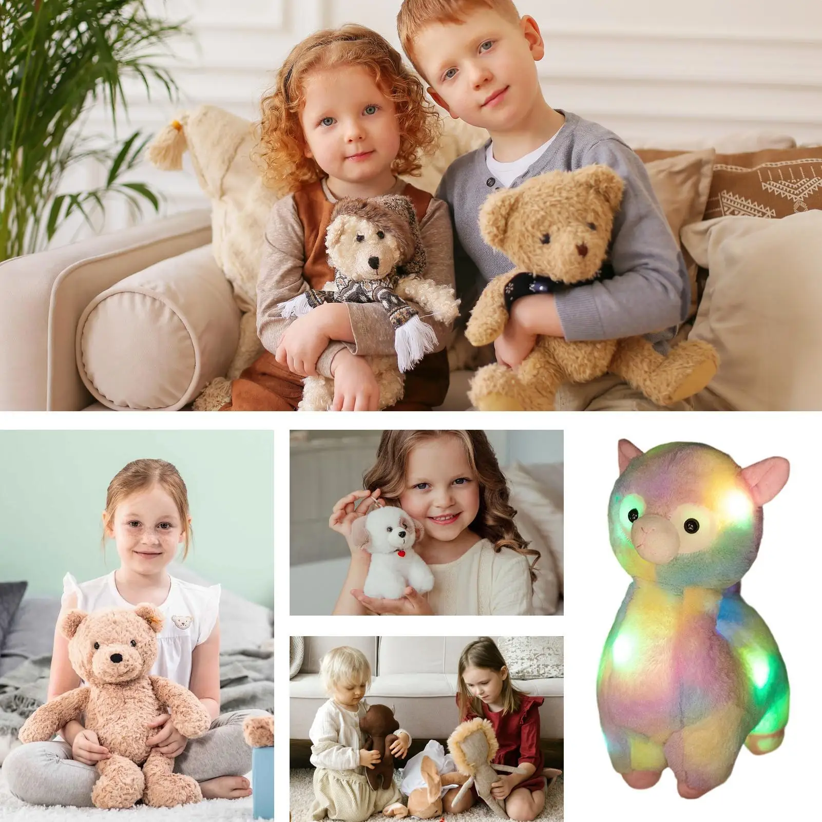 

Светящаяся плюшевая игрушка-альпака для сна, успокаивающая мягкая игрушка-альпака с подсветкой, светящаяся плюшевая кукла для детей, мальчиков и девочек, для путешествий и дома