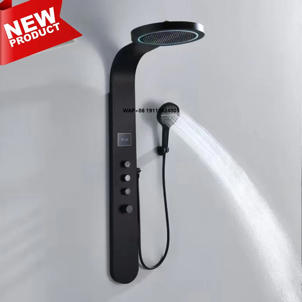 

2025 LED Light Shower Head Luxury Shower Waterfall Raining Spray Constant Temperature Digital Display Shower Mixer