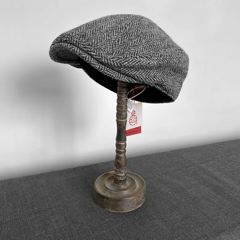 

Оригинальная сертифицированная мужская шапка из твида Harris - 100% чистая шерсть, теплая, ветрозащитная кепка-уточка, ретро-берет в британском стиле