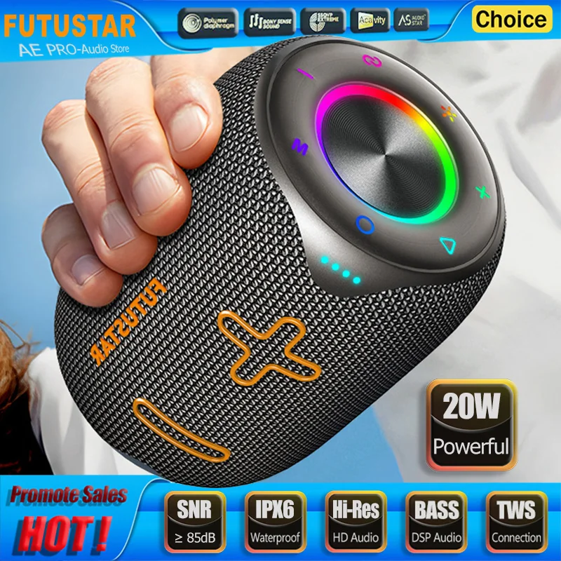 

Portable Speaker 20W Wireless Bluetooth LoudSound EQ Speaker Outdoor Waterproof Subwoofer Hi-Res TWS Stereo RGB Light Speaker