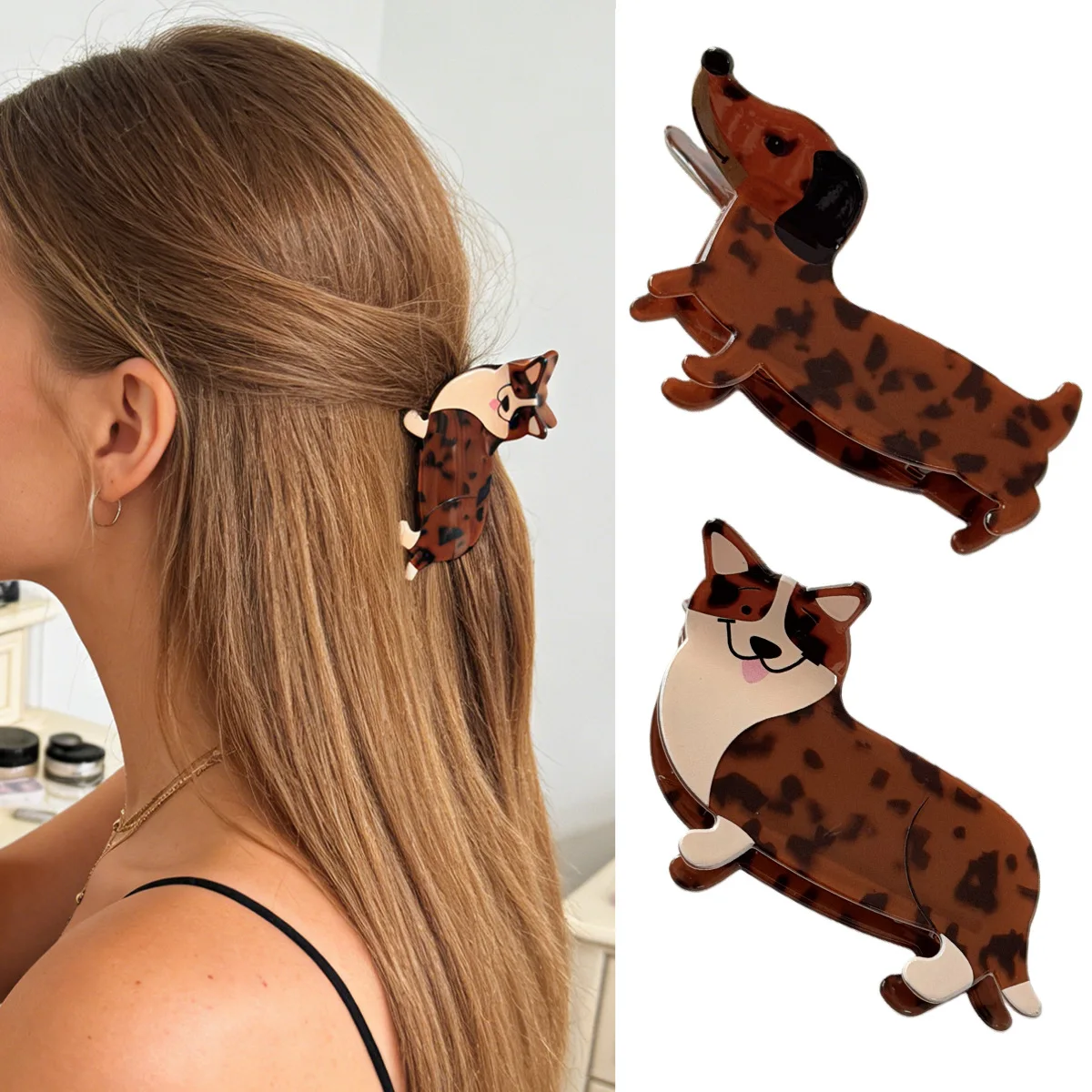 Animal Ponytail Clip Back Head Disc New Playful Puppy Grab Clip Cute Hair Shark Clip Hair Accessories