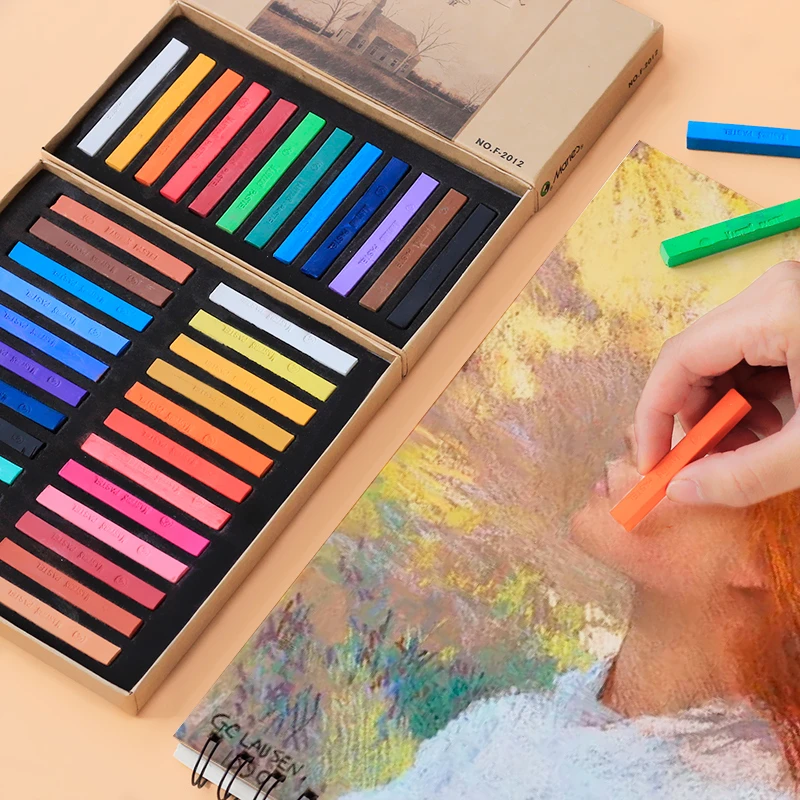 Marie's Painting-Conjunto de lápices de colores Pastel para estudiantes, Set de 12/24/36/48 colores, Set de dibujo artístico, pincel de tiza, papelería