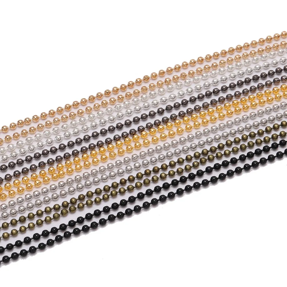 

5m/lot 1.2 1.5 2.0 mm Metal Ball Bead Chains Findings Bulk Kettingen Necklace Chain For Jewelry Making Supplies DIY Accessories