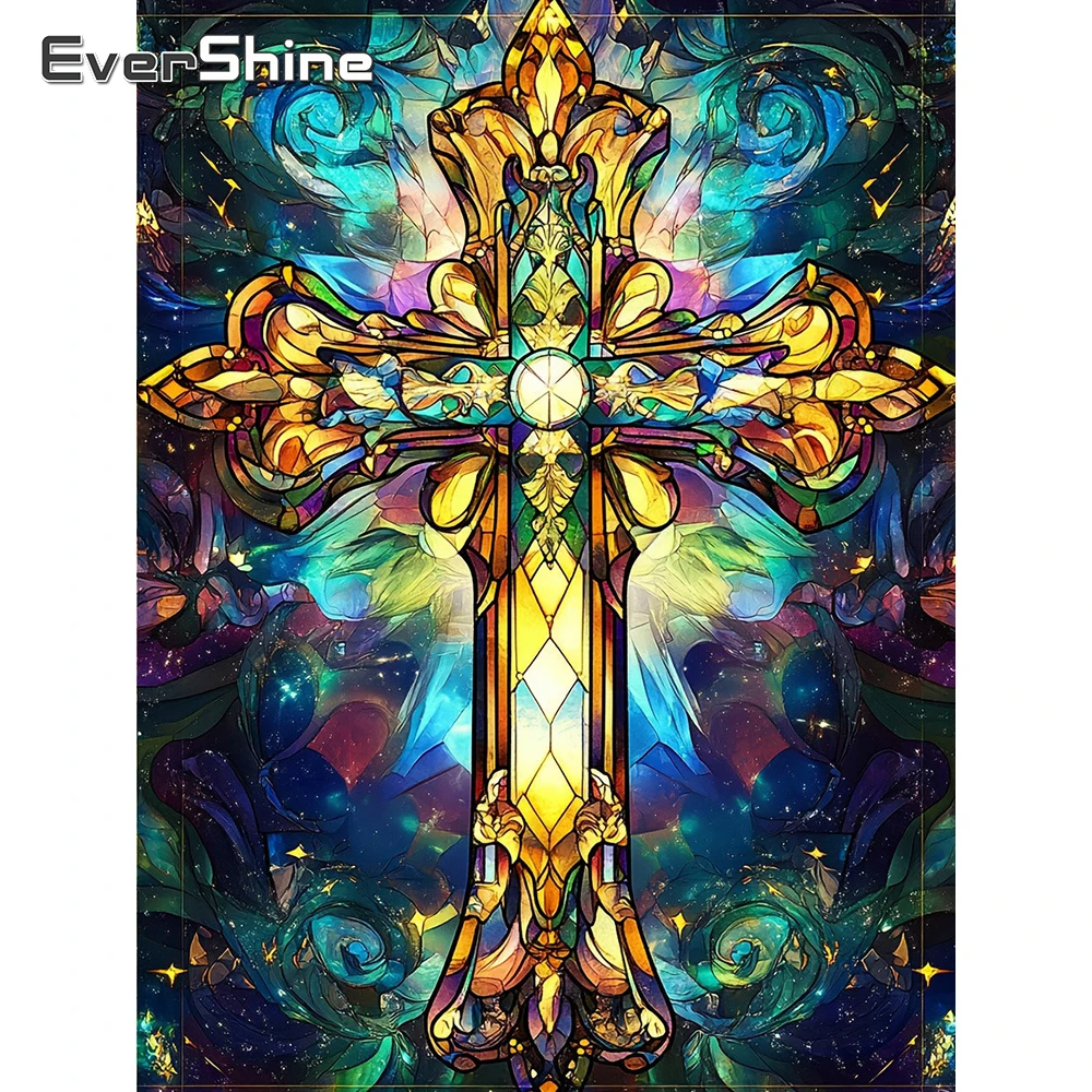 Evershine Diamant-Gemälde, religiös, voller quadratischer Bohrer, Kunst, Diy, 5D-Diamant-Mosaik, heiliges Kreuz, Strasssteine, Stickerei, Kunsthandwerk