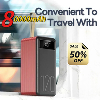 80000mAh Portable 120W Fast Charging Power Bank Digital Display Portable Charger for IPhone Huawei Xiaomi Samsung Power Bank