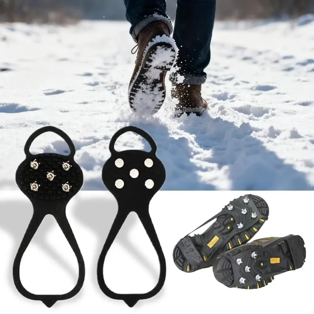 Anti slip ice claws 5-nail ice and snow camping walking shoes, winter safety boots, universal professional climbing shoes