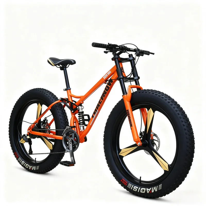 

Orange Extra Wide 4.0 Large Tire Three-in-One Wheel Variable Speed Off-Road Mountain Bike for Beach Snow - Adult Shock Absorptio