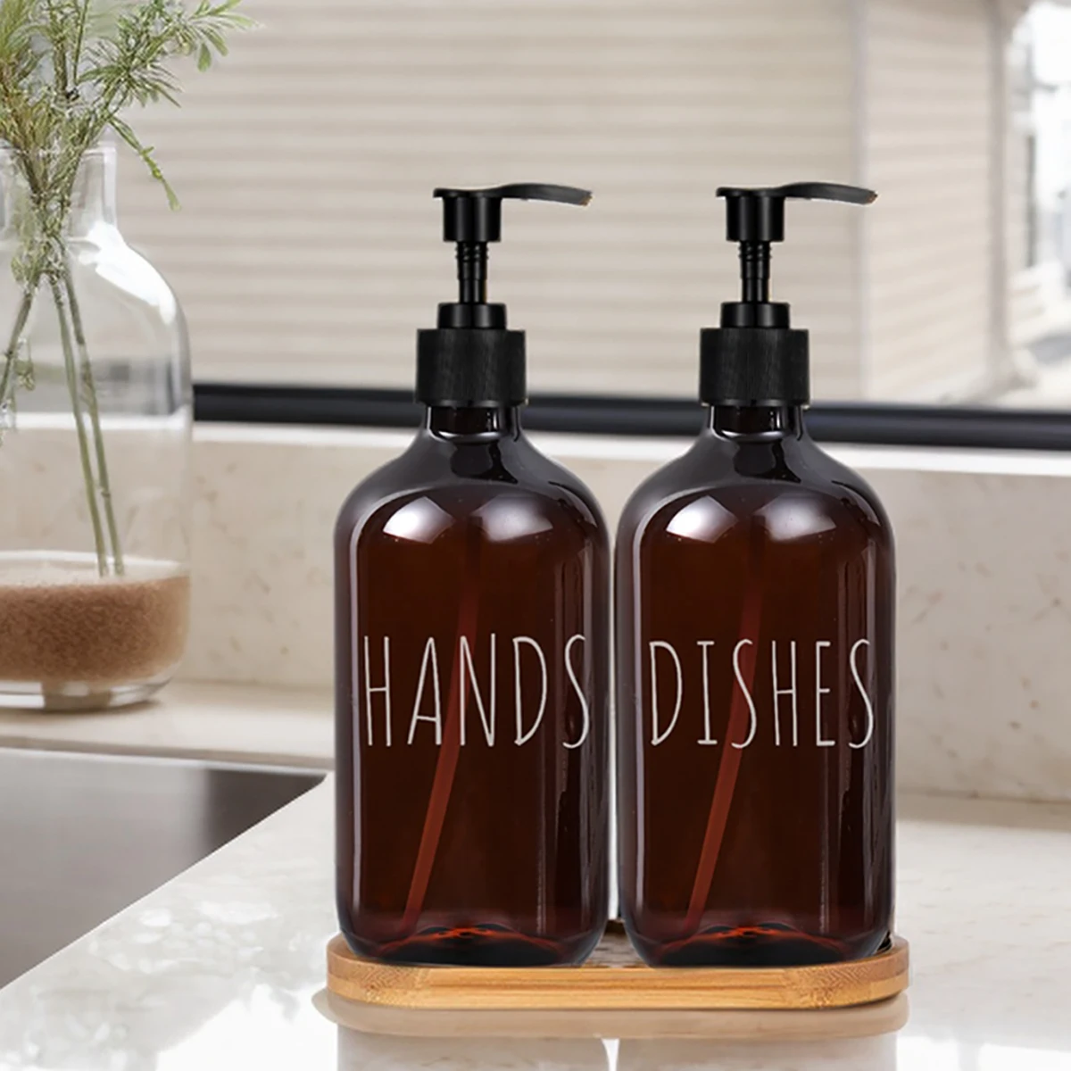 موزع صابون اليد والأطباق، عبوتان بسعة كبيرة، مثالي للحمام والمطبخ، زجاجات سائلة لغسل الأطباق في المطبخ #2