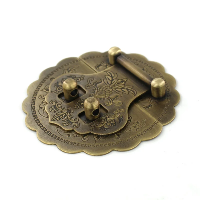 Furniture Door Brass Hasp Cabinet Lock Buckle Antique Drawer Bolt Garden Anti-Theft Hardware Part