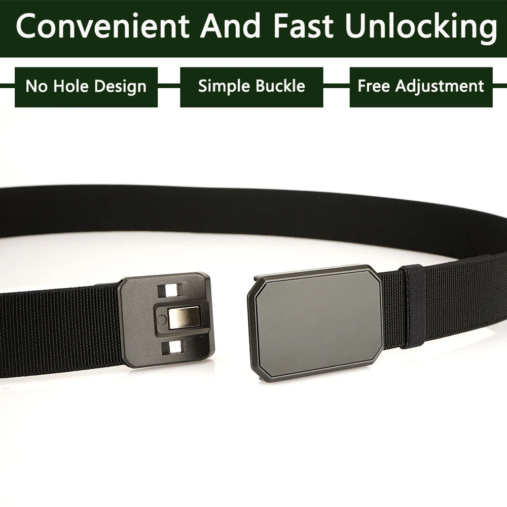 TUSHI New Golf Sports Elastic Belt Tactical Belt Metal Automatic Buckle Stretch Nylon Men Military Belt 120-150CM Big Size Belts