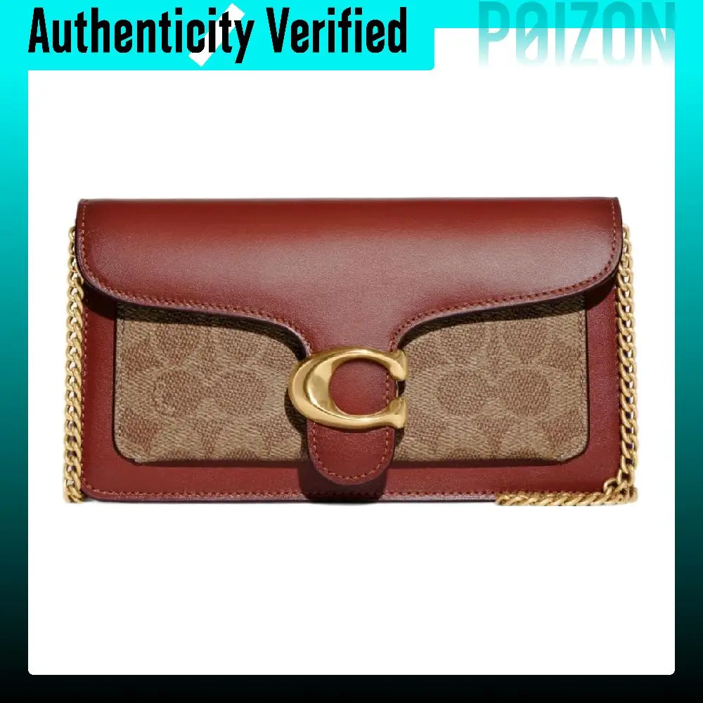 COACH Tabby Coated Canvas With Calfskin Clutch Small Women's Brown & Rusty CE774-B4NQ4