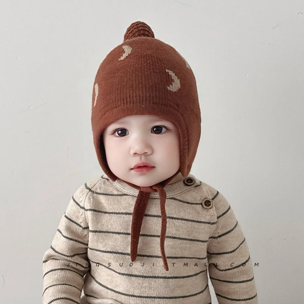 

Soft Wind-proof Children's Knitted Hats Strap Thickened Ear Protection Hats Keep Warm Ear Flap Cap Winter